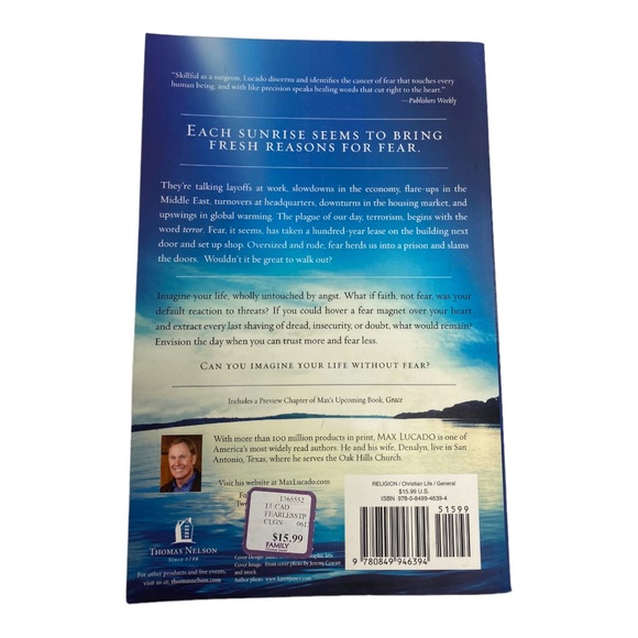 Lot of 4 Max Lucado GRACE, Fearless, Second Chances, & God‘s Story Books - Picture 7 of 13